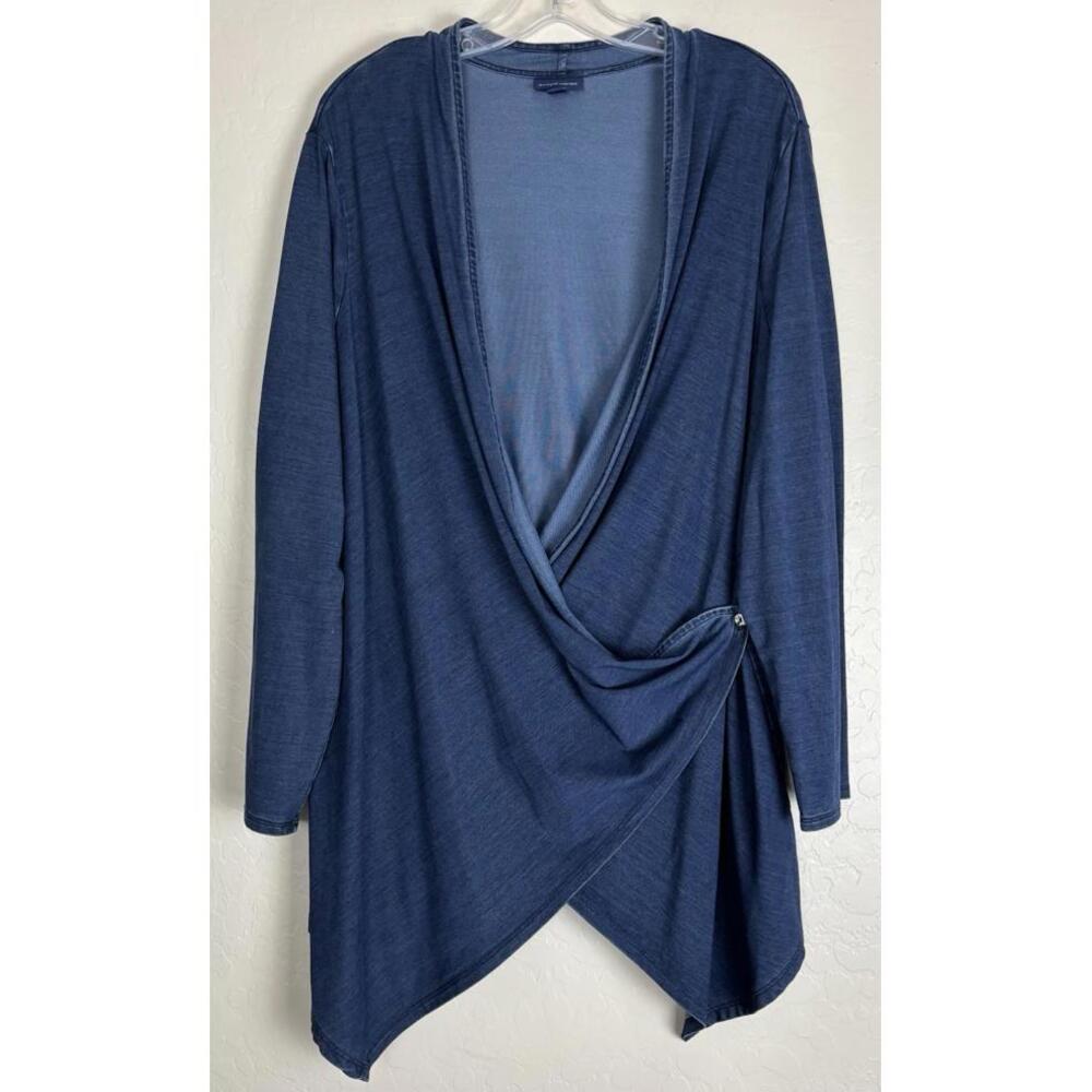 J Jill Pure Indigo Open/Wrap Cardigan 1X Blue Stretch 1535